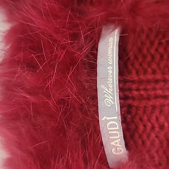 Y2K Wool blend Faux Fur Sweater Red Oversized Winter Ski Bohemian Valentines - Picture 4 of 8